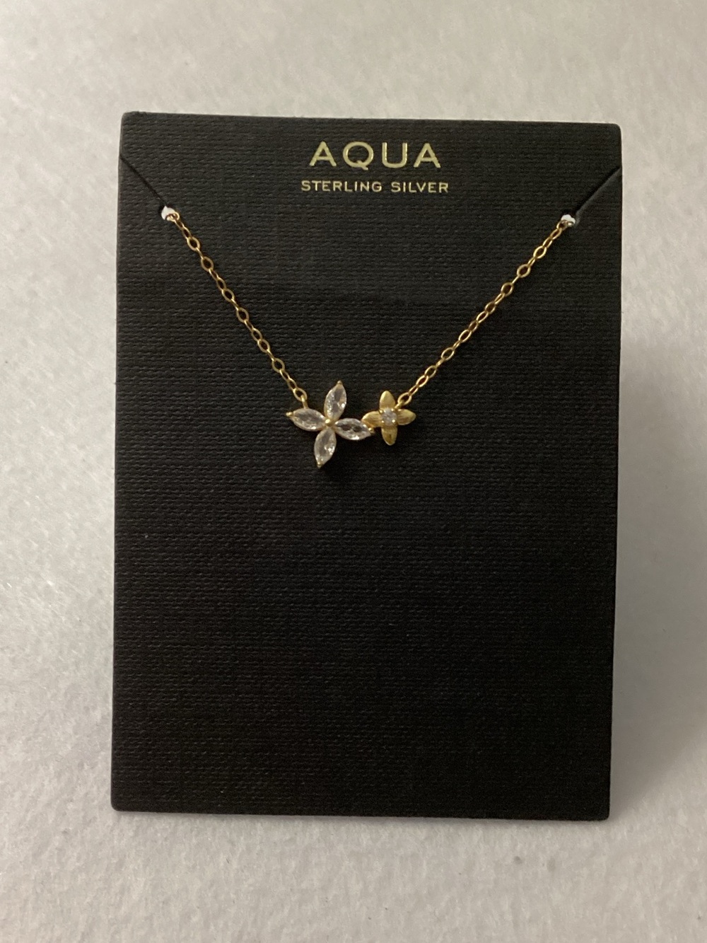 Aqua Two-Tone Gold and Silver Floral Necklace